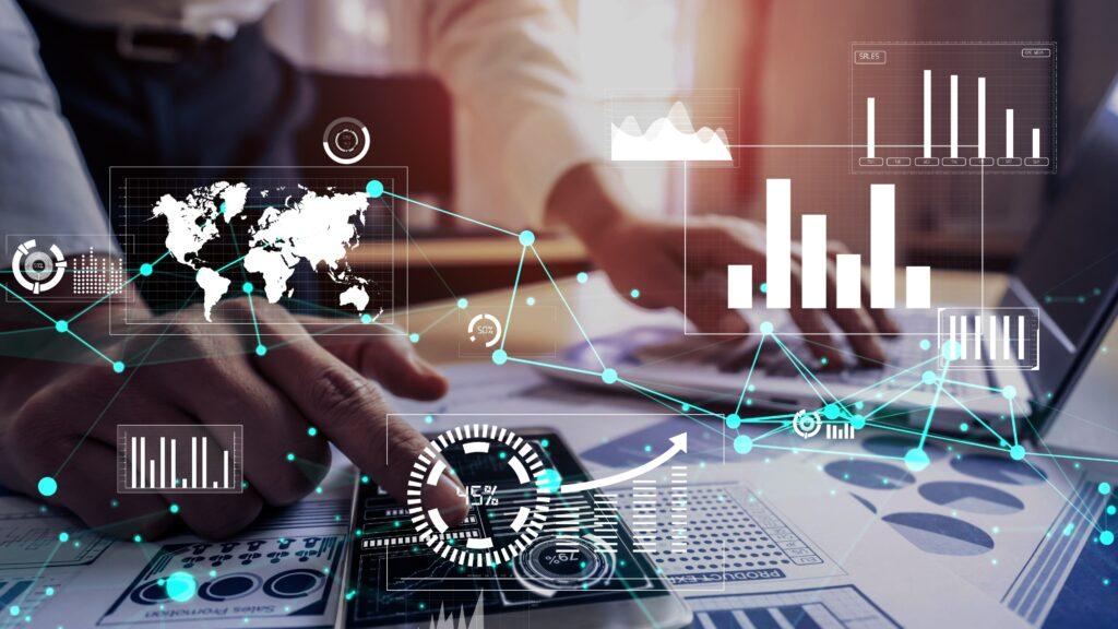 Grafik einer Weltkugel mit Netzwerkverbindungen, die globale Compliance und Sanktionslistenprüfung symbolisiert.