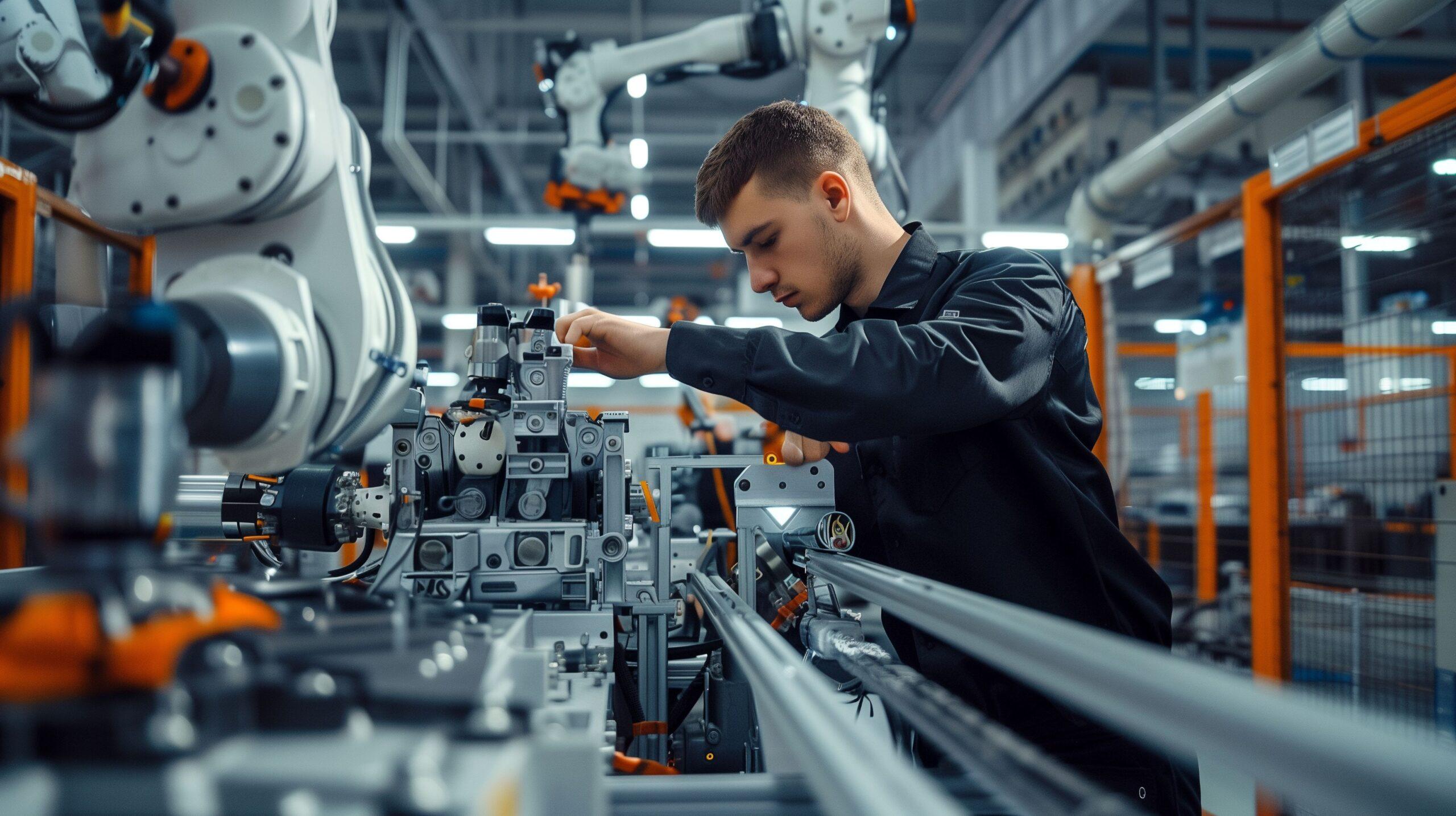 Ein Techniker bei der Arbeit an einer modernen Maschine