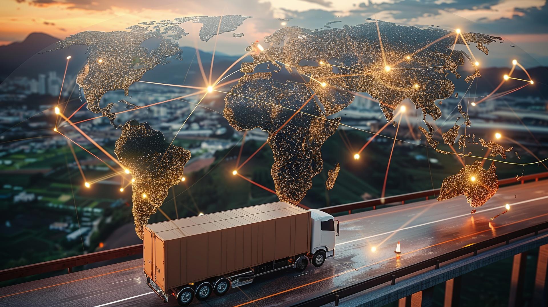 Weltweite Logistikvernetzung mit Lkw | Digitalisierung Terminal

