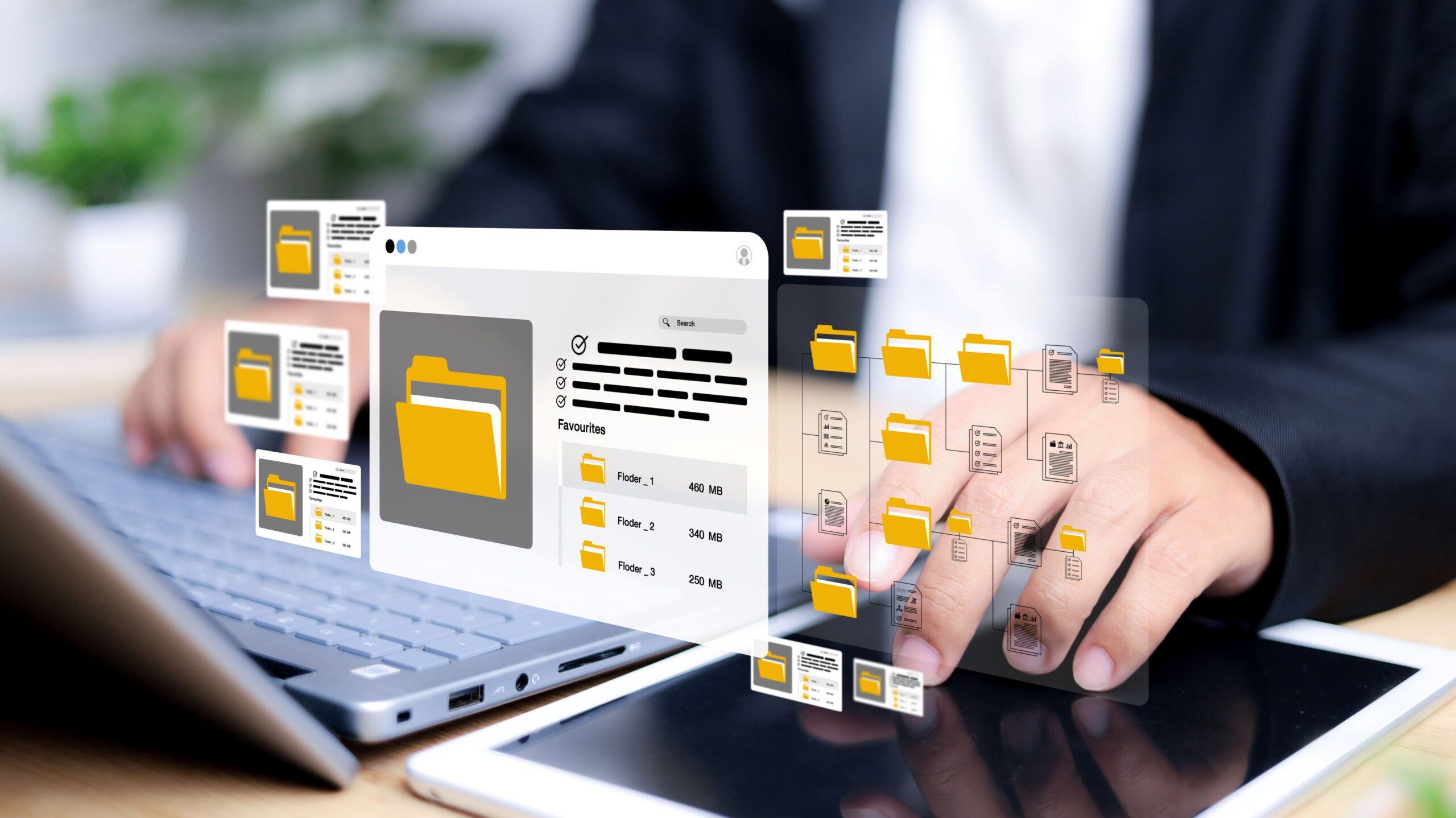 Digitale Benutzeroberfläche mit Dateiverwaltung als Symbol für strukturierte Prozesse in der Automationstechnik